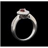 Image 4 : 0.50 ctw Diamond and Tourmaline Ring - 14KT White Gold