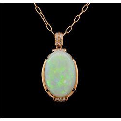 14KT Rose Gold 12.92 ctw Opal and Diamond Pendant With Chain