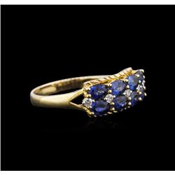 10KT Yellow Gold 1.85 ctw Blue Sapphire and Diamond Ring