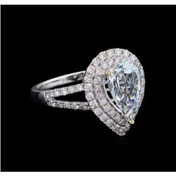 1.71 ctw Aquamarine and Diamond Ring - 14KT White Gold