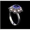 Image 4 : 2.10 ctw Tanzanite and Diamond Ring - 14KT White Gold