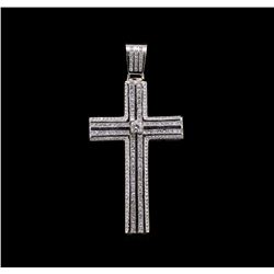 8.19 ctw Diamond Cross Pendant - 14KT White Gold