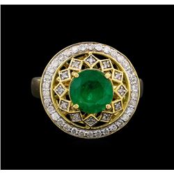 14KT Yellow Gold 2.09 ctw Emerald and Diamond Ring