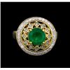 Image 1 : 14KT Yellow Gold 2.09 ctw Emerald and Diamond Ring