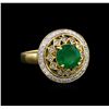 Image 2 : 14KT Yellow Gold 2.09 ctw Emerald and Diamond Ring