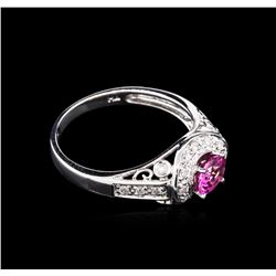 0.64 ctw Pink Sapphire and Diamond Ring - 18KT White Gold