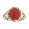 Image 1 : 5.86 ctw Coral and Diamond Ring - 14KT Yellow Gold