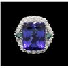 Image 2 : 14.65 ctw Tanzanite and Diamond Ring - 14KT White Gold
