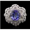 Image 1 : 18KT White Gold 3.92 ctw Tanzanite and Diamond Ring