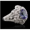 Image 2 : 18KT White Gold 3.92 ctw Tanzanite and Diamond Ring