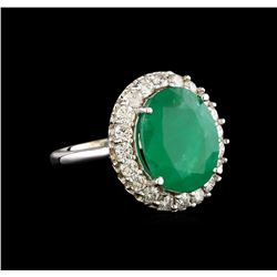 14KT White Gold 5.95 ctw Emerald and Diamond Ring