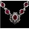 Image 3 : GIA Cert 49.70 ctw Ruby and Diamond Suite - 18KT White Gold