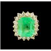 Image 2 : GIA Cert 9.39 ctw Emerald and Diamond Ring - 14KT Yellow Gold