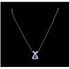 Image 1 : 14KT White Gold 1.72 ctw Tanzanite and Diamond Pendant with Chain