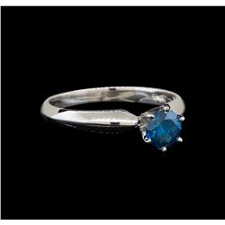 14KT White Gold 0.60 ctw Round Cut Fancy Blue Diamond Solitaire Ring