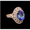 Image 1 : 3.21 ctw Tanzanite and Diamond Ring - 14KT Rose Gold