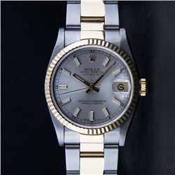 Rolex Two-Tone Silver Index Fluted Bezel Midsize DateJust Watch