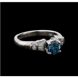 0.85 ctw Blue Diamond Ring - Platinum