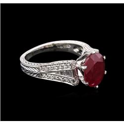 3.32 ctw Ruby and Diamond Ring - 18KT White Gold