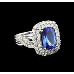 14KT White Gold 2.84 ctw Tanzanite and Diamond Ring