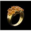 Image 4 : 4.00 ctw Orange Sapphire and Diamond Ring - 14KT Yellow Gold