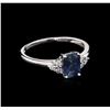 Image 1 : 1.01 ctw Blue Sapphire and Diamond Ring - 14KT White Gold