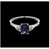 Image 2 : 1.01 ctw Blue Sapphire and Diamond Ring - 14KT White Gold