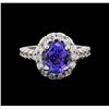 Image 2 : 3.48 ctw Tanzanite and Diamond Ring - 14KT White Gold