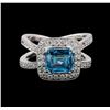 Image 2 : 2.77 ctw Blue Zircon and Diamond Ring - 14KT White Gold