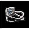 Image 3 : 2.77 ctw Blue Zircon and Diamond Ring - 14KT White Gold