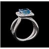 Image 4 : 2.77 ctw Blue Zircon and Diamond Ring - 14KT White Gold