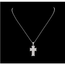 1.58 ctw Diamond Cross Pendant With Chain - 18KT White Gold