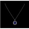 Image 2 : 12.31 ctw Tanzanite and Diamond Pendant With Chain - 14KT White Gold
