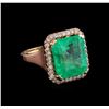 Image 1 : 11.44 ctw Emerald and Diamond Ring - 14KT Rose Gold