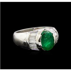1.35 ctw Emerald and Diamond Ring - Platinum
