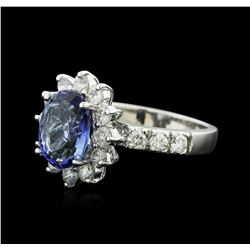 14KT White Gold 3.16 ctw Tanzanite and Diamond Ring