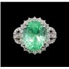 Image 2 : GIA Cert 9.80 ctw Emerald and Diamond Ring - 14KT White Gold