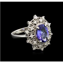 2.43 ctw Tanzanite and Diamond Ring - 14KT White Gold