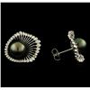 Image 2 : Tahitian Pearl and Diamond Earrings - 14KT White Gold