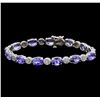 Image 1 : 16.02 ctw Tanzanite and Diamond Bracelet - 14KT White Gold