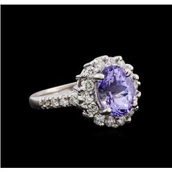 14KT White Gold 2.81 ctw Tanzanite and Diamond Ring