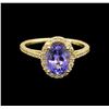 Image 2 : 14KT Yellow Gold 1.50 ctw Tanzanite and Diamond Ring