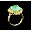 Image 4 : GIA Cert 7.89 ctw Emerald and Diamond Ring - 14KT Yellow Gold