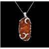 Image 1 : 18.00 ctw Citrine and Diamond Pendant With Chain - 14KT White Gold