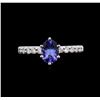 Image 2 : 0.83 ctw Tanzanite and Diamond Ring - 18KT White Gold