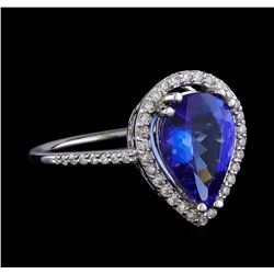 2.44 ctw Tanzanite and Diamond Ring - 14KT White Gold