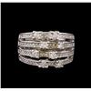 Image 2 : 14KT White Gold 0.88 ctw Diamond Ring