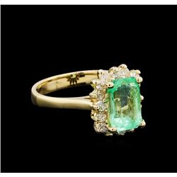 1.76 ctw Emerald and Diamond Ring - 14KT Yellow Gold