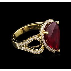 8.45 ctw Ruby and Diamond Ring - 14KT Yellow Gold