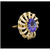 Image 1 : 3.76 ctw Tanzanite and Diamond Ring - 14KT Yellow Gold